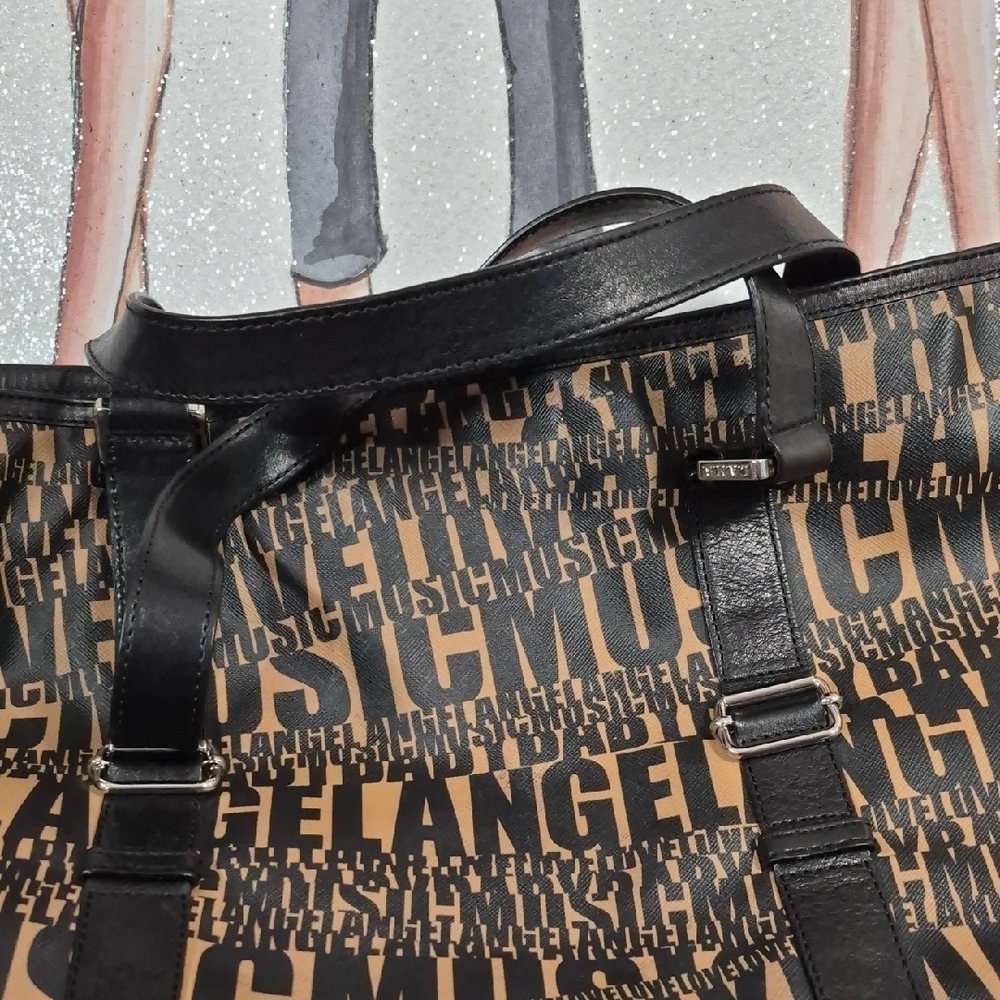 Graphic Logo Brown & Black Tote Bag - Unknown Brand NEW 2166 - Picture 3 of 5